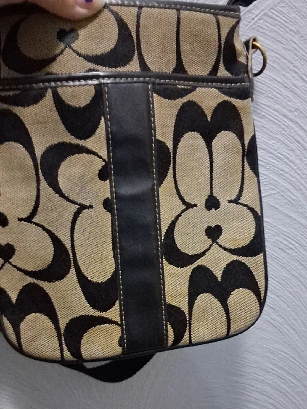 Coach Khaki and Brown Signature Crossbody - Picture 3 of 6
